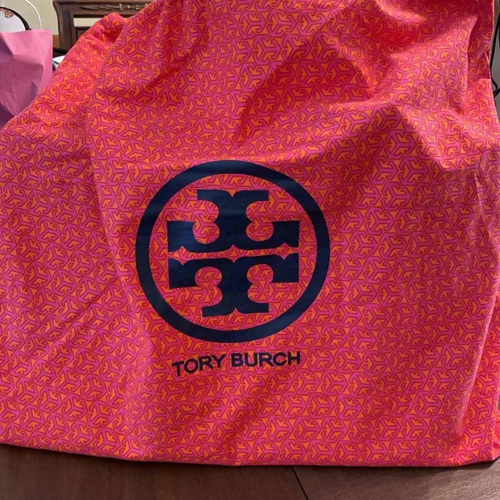 Tory Burch Brown Patent Satchel with Tan Trim